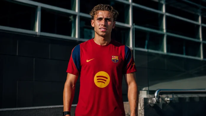 Fermín López wearing Barcelona's training kit during pre-season as he returns from injury ahead of the 2026–27 season.