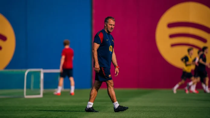 Hansi Flick during Barcelona training ahead of FC Basel pre-season friendly