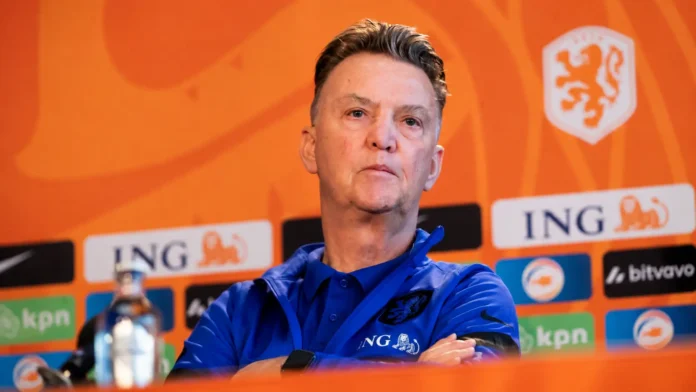 Louis van Gaal at a Netherlands press conference after reportedly offering himself for a fourth spell as the Dutch national team head coach following his cancer recovery.